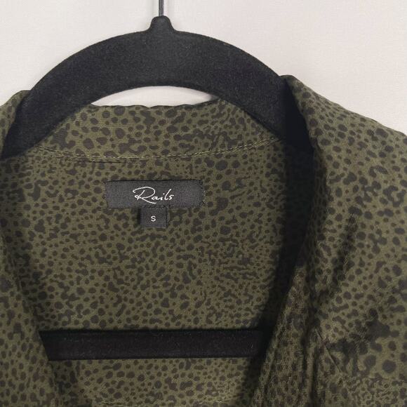 Rails Small S Rebel Olive Speckled Blouse Green Long Sleeve Button Front FLAW - Picture 6 of 9